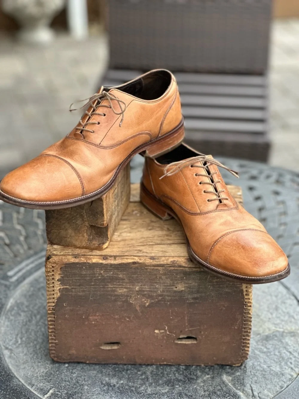 Cole Haan Cognac Leather Cap Toe Oxford Dress Shoes Men’s Lace Up